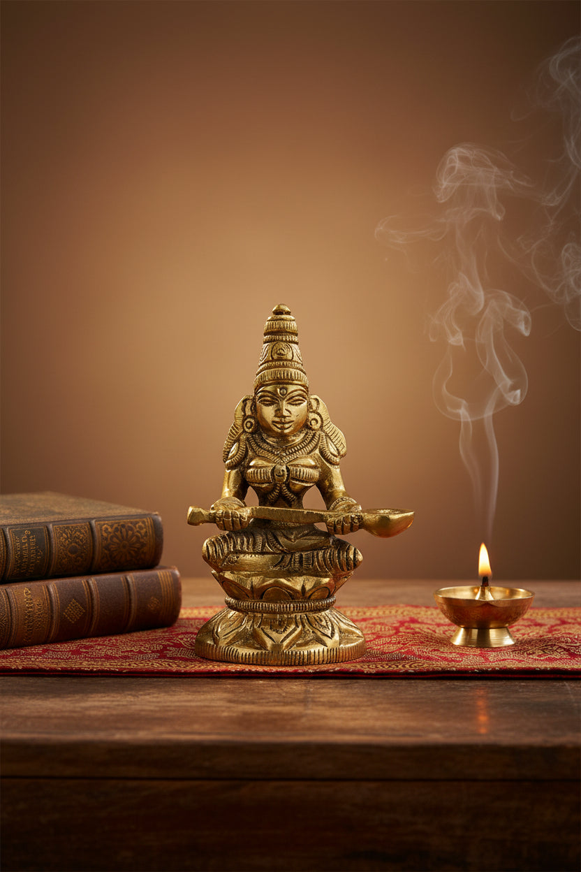Maa Annapurna Devi Brass Murti 2.9 Inch Handcrafted Idol for Home Temple