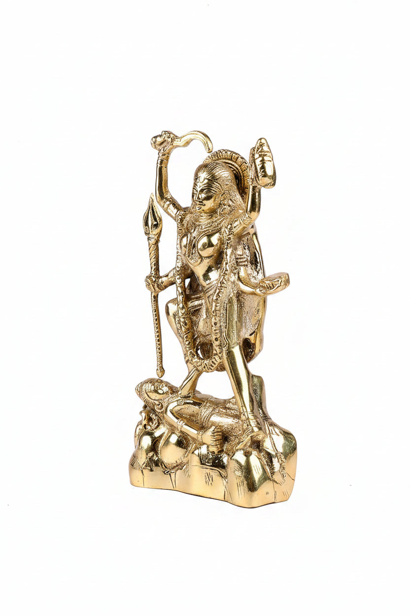 Maa Kaali Brass Idol 8.2 Inch Handcrafted Murti for Puja and Home Decor - ManiMonk