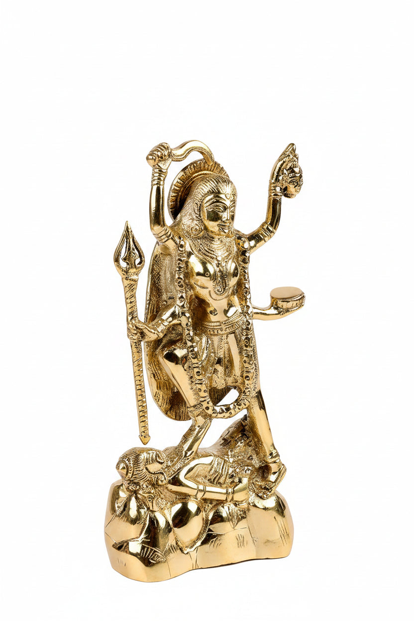 Maa Kaali Brass Idol 8.2 Inch Handcrafted Murti for Puja and Home Decor - ManiMonk