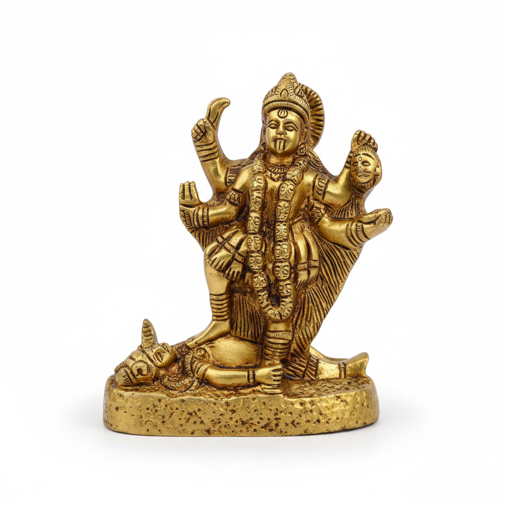 Maa Kali Brass Idol Pure Brass Mahakali Murti Handcrafted for Home Mandir