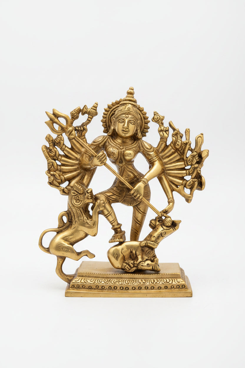 Mahishasura Mardini Brass Idol 6.6 Inch Premium Handcrafted Statue