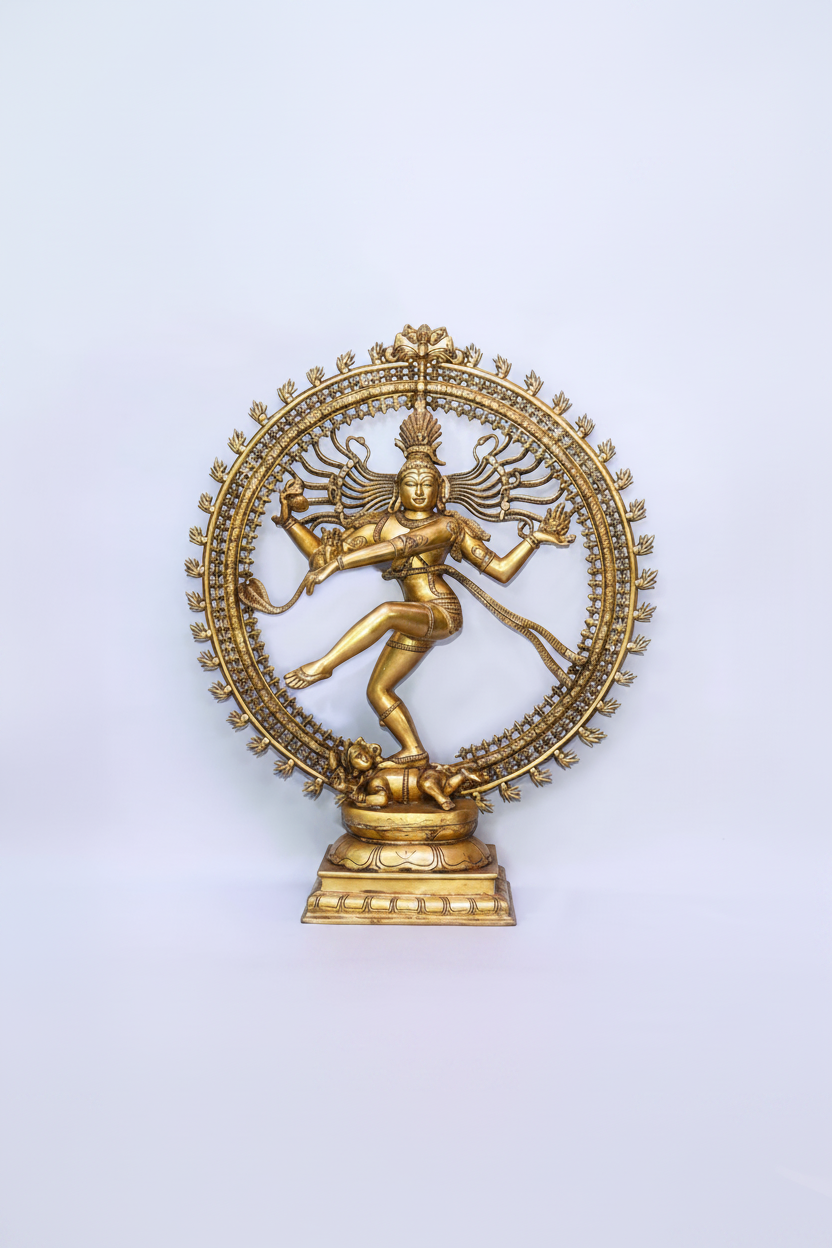 Majestic Nataraja Brass Idol 37 Inch Dancing Shiva Statue for Temple and Home