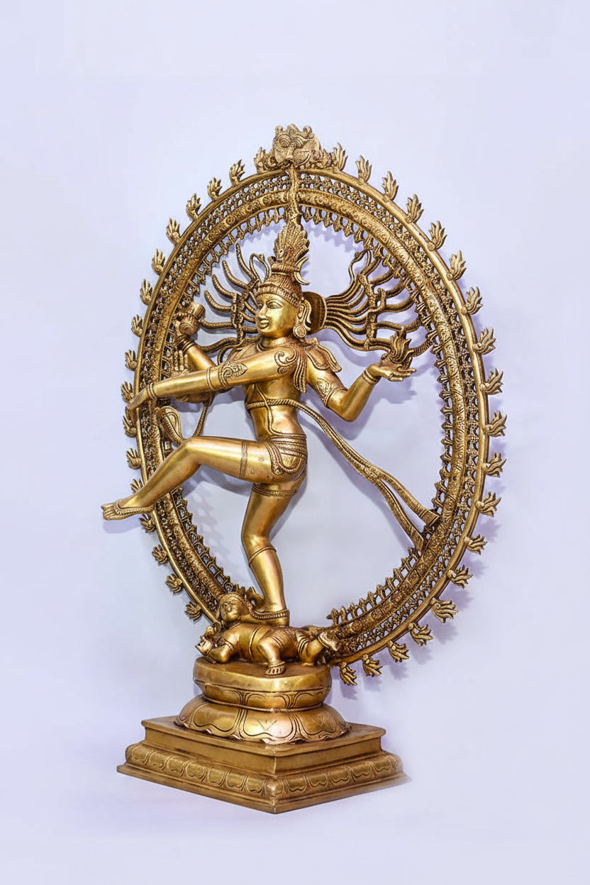 Majestic Nataraja Brass Idol 37 Inch Dancing Shiva Statue for Temple and Home