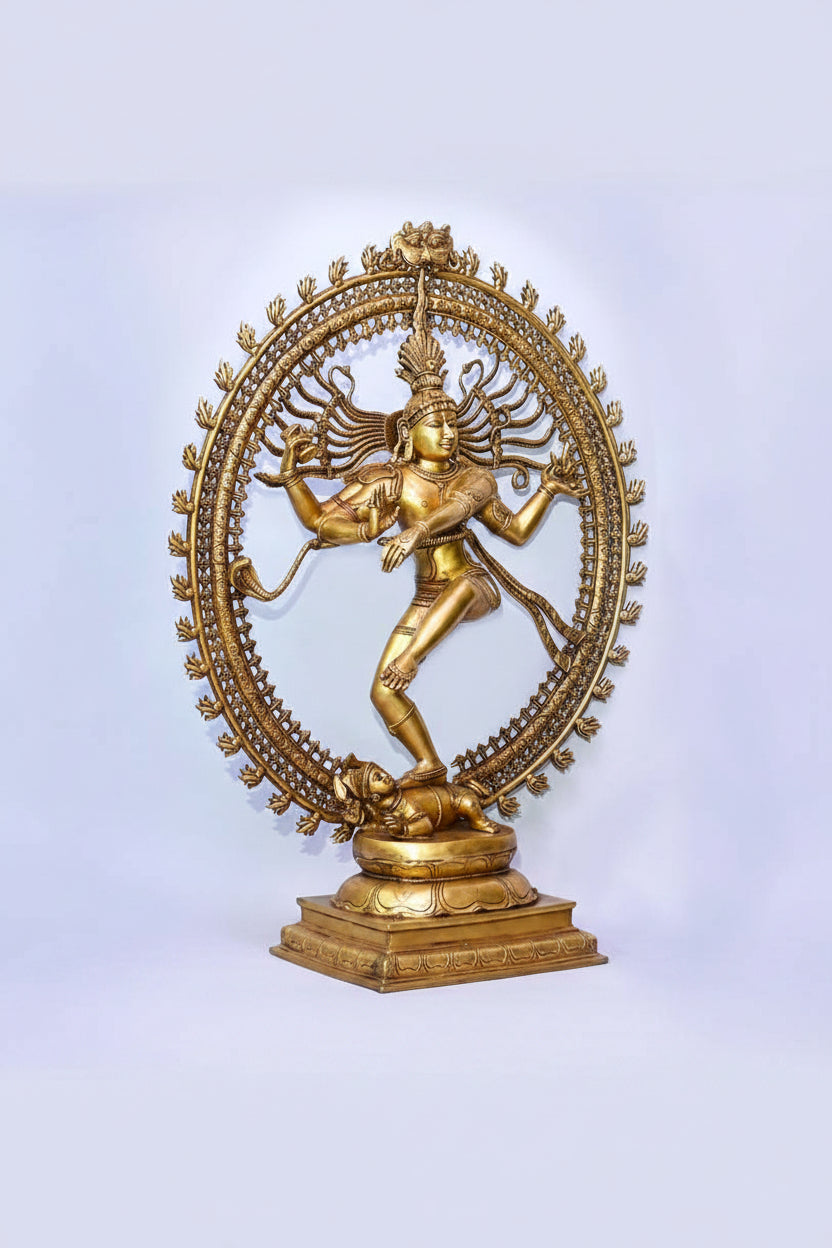 Majestic Nataraja Brass Idol 37 Inch Dancing Shiva Statue for Temple and Home