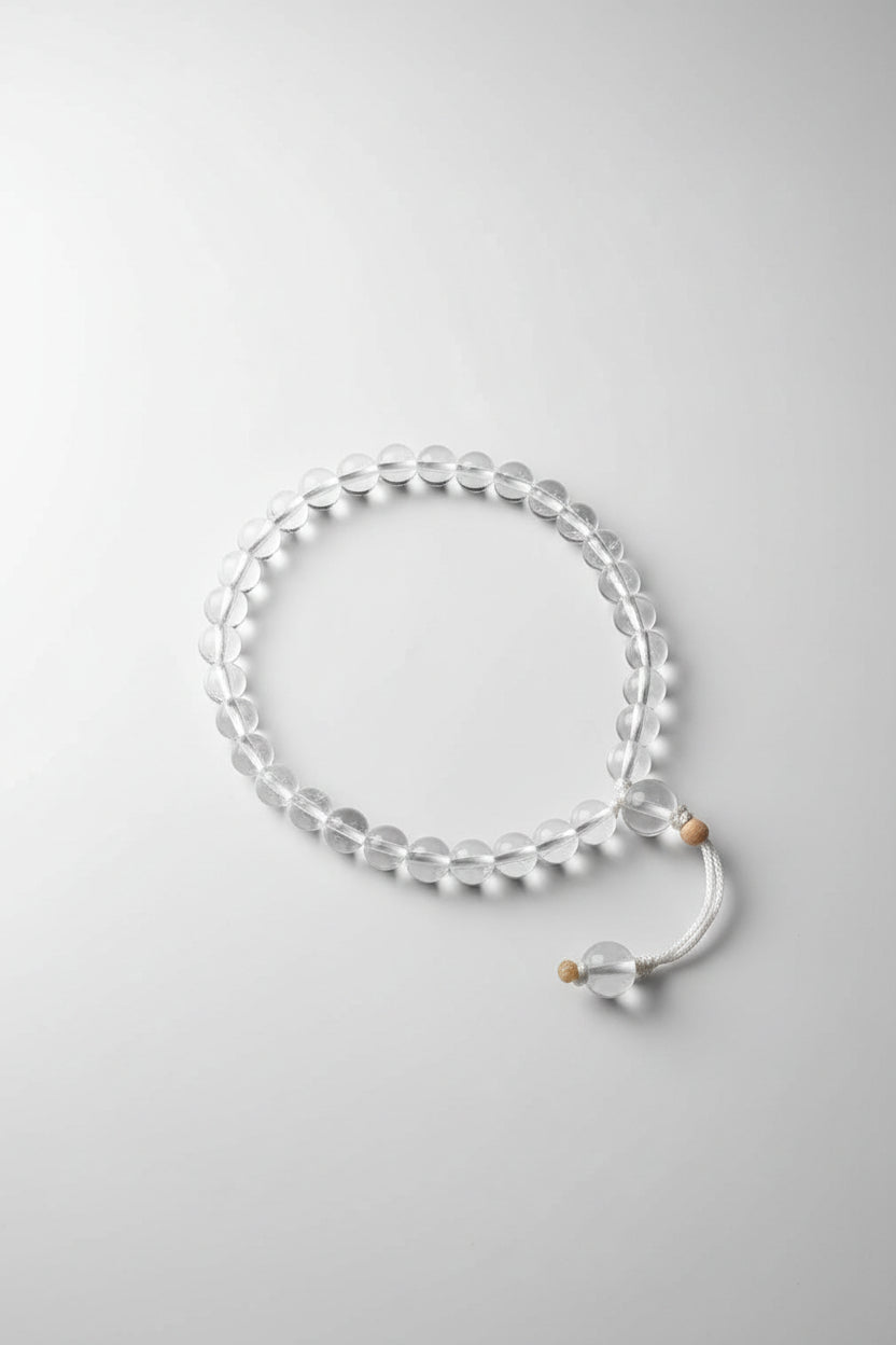  Mani Monk Adjustable Round Sphatik Bracelet with Sacred Thread – 8 mm