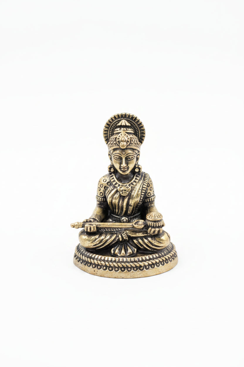 Mani Monk Brass Annapurna Devi Small Idol - 1 Inch - Goddess of Food and Nourishment for Home and Kitchen