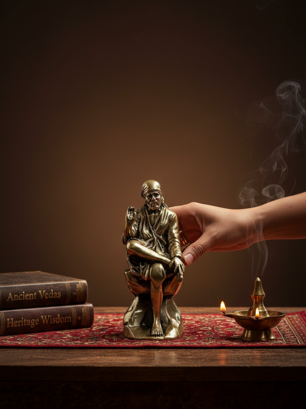 Mani Monk Brass Blessing Sai Baba Idol - 1.4 Inch - Sabka Malik Ek for Home, Office and Puja Room - ManiMonk