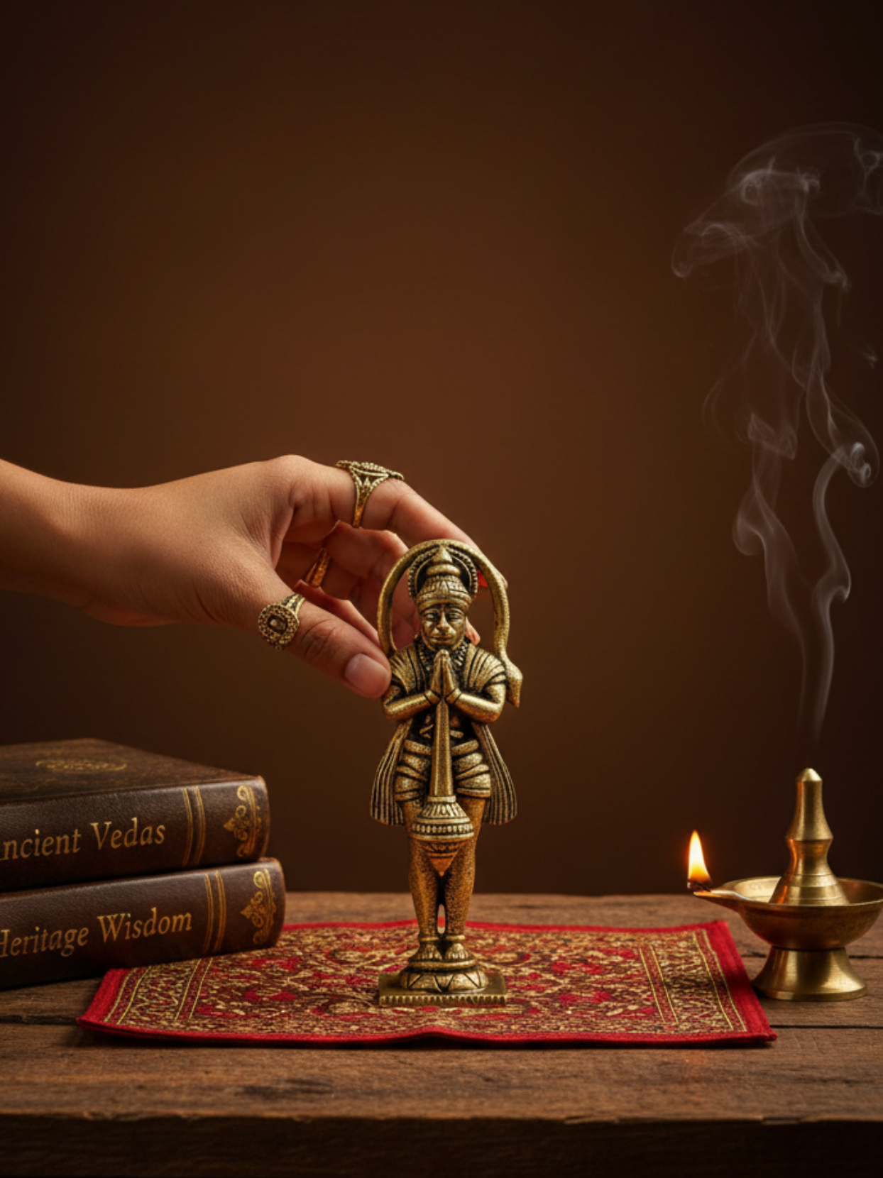 Mani Monk Brass Hanuman Praying Idol - 1.8 Inch - Devotion and Surrender to Lord Rama for Home and Puja Room - ManiMonk