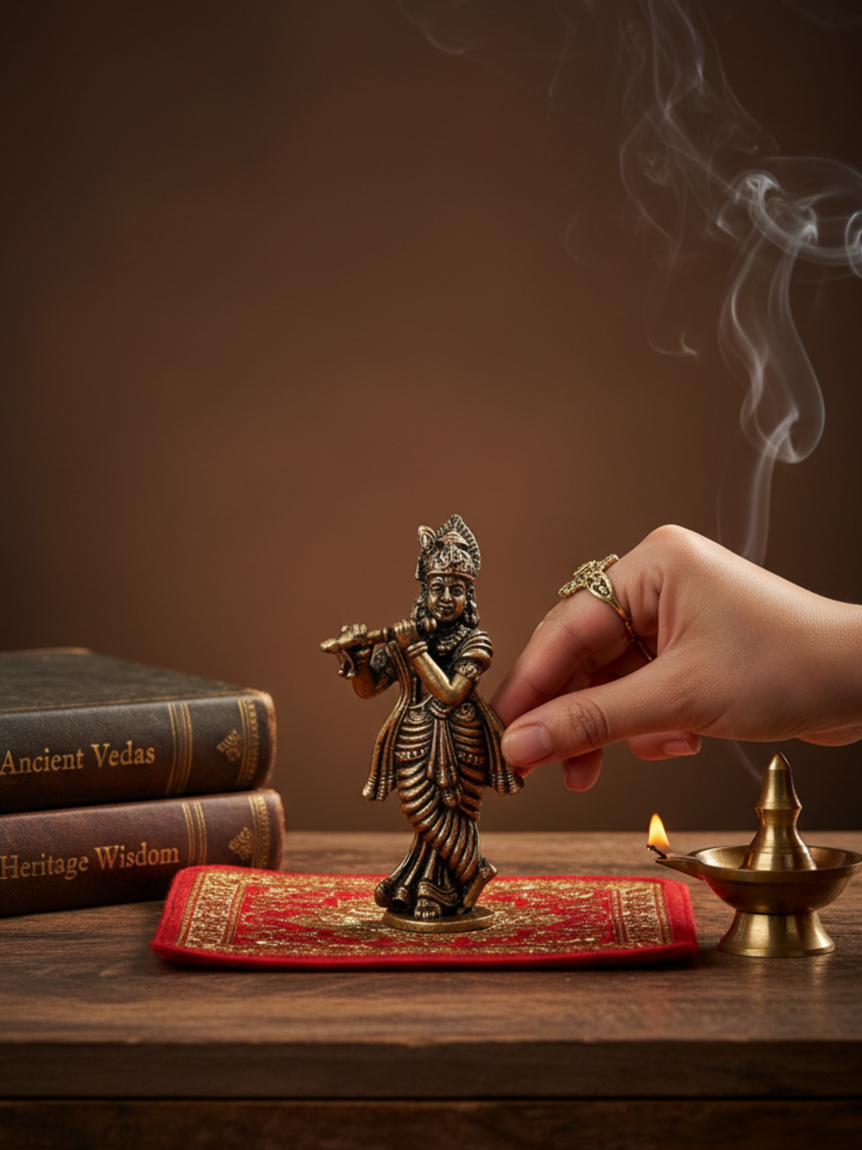 Mani Monk Brass Krishna Flute Idol - 1.8 Inch - Divine Murali Krishna Murti for Home and Puja Room - ManiMonk