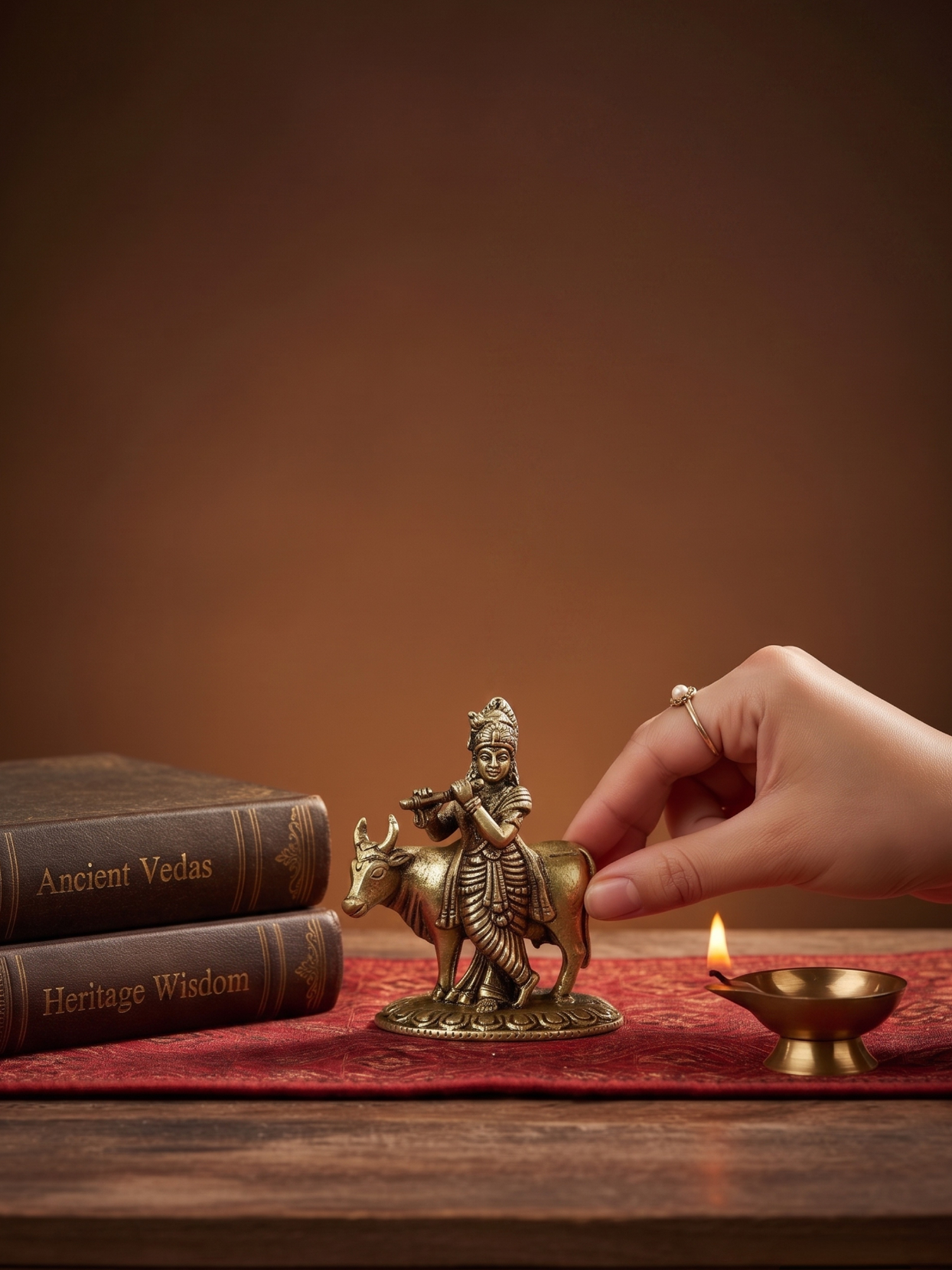 Mani Monk Brass Love Krishna Flute Idol - 1 Inch - Divine Love of Radhe Krishna for Home and Puja Room - ManiMonk