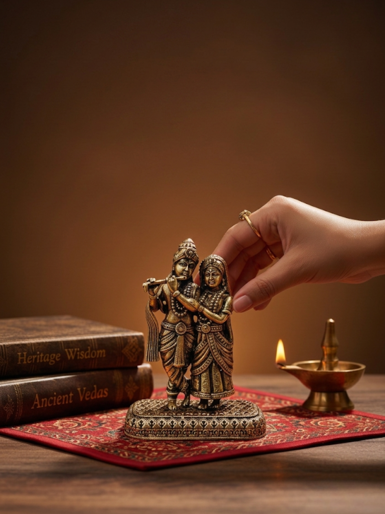 Mani Monk Brass Radhe Krishna Always Together Small Idol - 1.8 Inch - Symbol of Divine Love for Home and Puja Room - ManiMonk