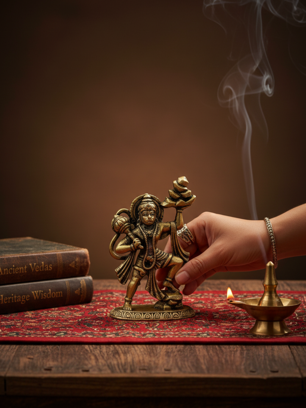 Mani Monk Brass Sanjeevani Hanuman Idol - 1.2 Inch - Divine Healer and Protector for Home, Office and Puja Room - ManiMonk