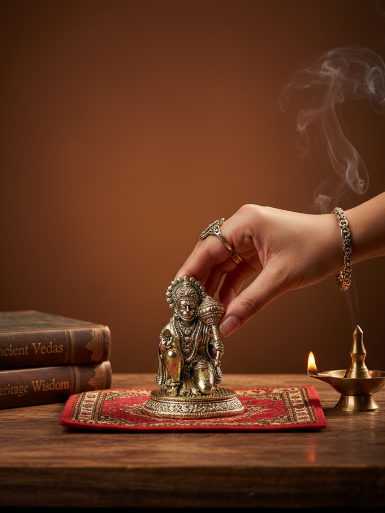 Mani Monk Brass Sitting Hanuman Blessing Idol - 1.6 Inch - Divine Grace and Protection for Home, Office and Puja Room - ManiMonk
