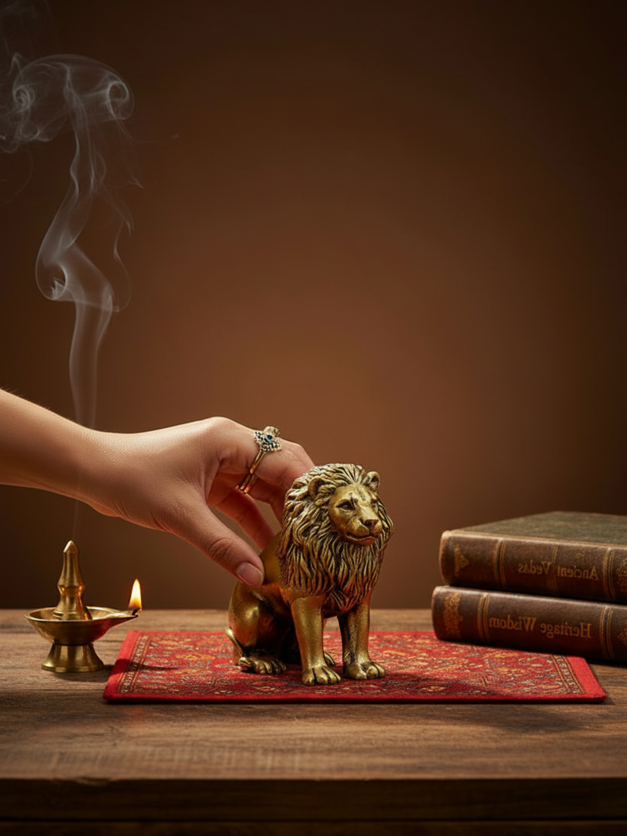Mani Monk Brass Sitting Lion Idol - Small - 1 Inch - Symbol of Courage, Power and Vastu Protection for Home and Office - ManiMonk