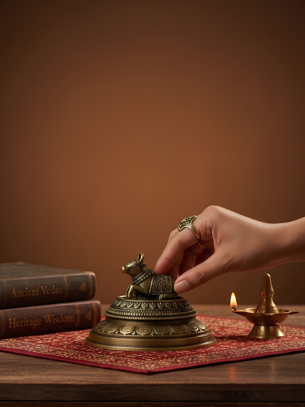 Mani Monk Brass Sitting Nandi Idol - Sacred Bull of Lord Shiva - Spiritual Decor for Home, Office and Puja Room - ManiMonk