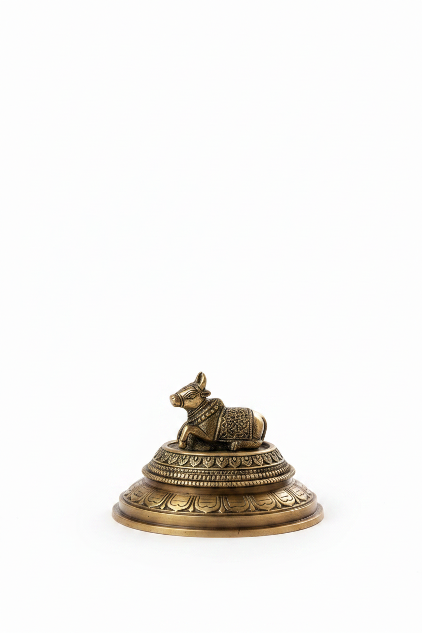 Mani Monk Brass Sitting Nandi Idol - Sacred Bull of Lord Shiva - Spiritual Decor for Home, Office and Puja Room - ManiMonk