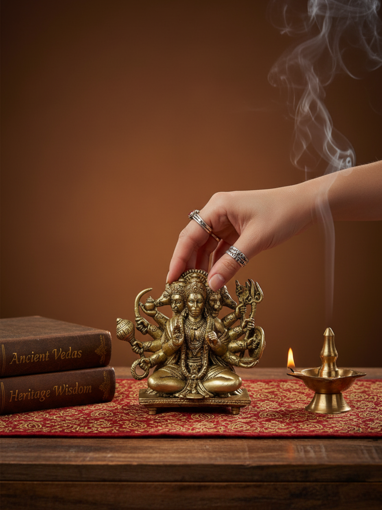 Mani Monk Brass Sitting Panchmukhi Hanuman Idol - 1.1 Inch - Divine Protection for Home, Office and Puja Room - ManiMonk