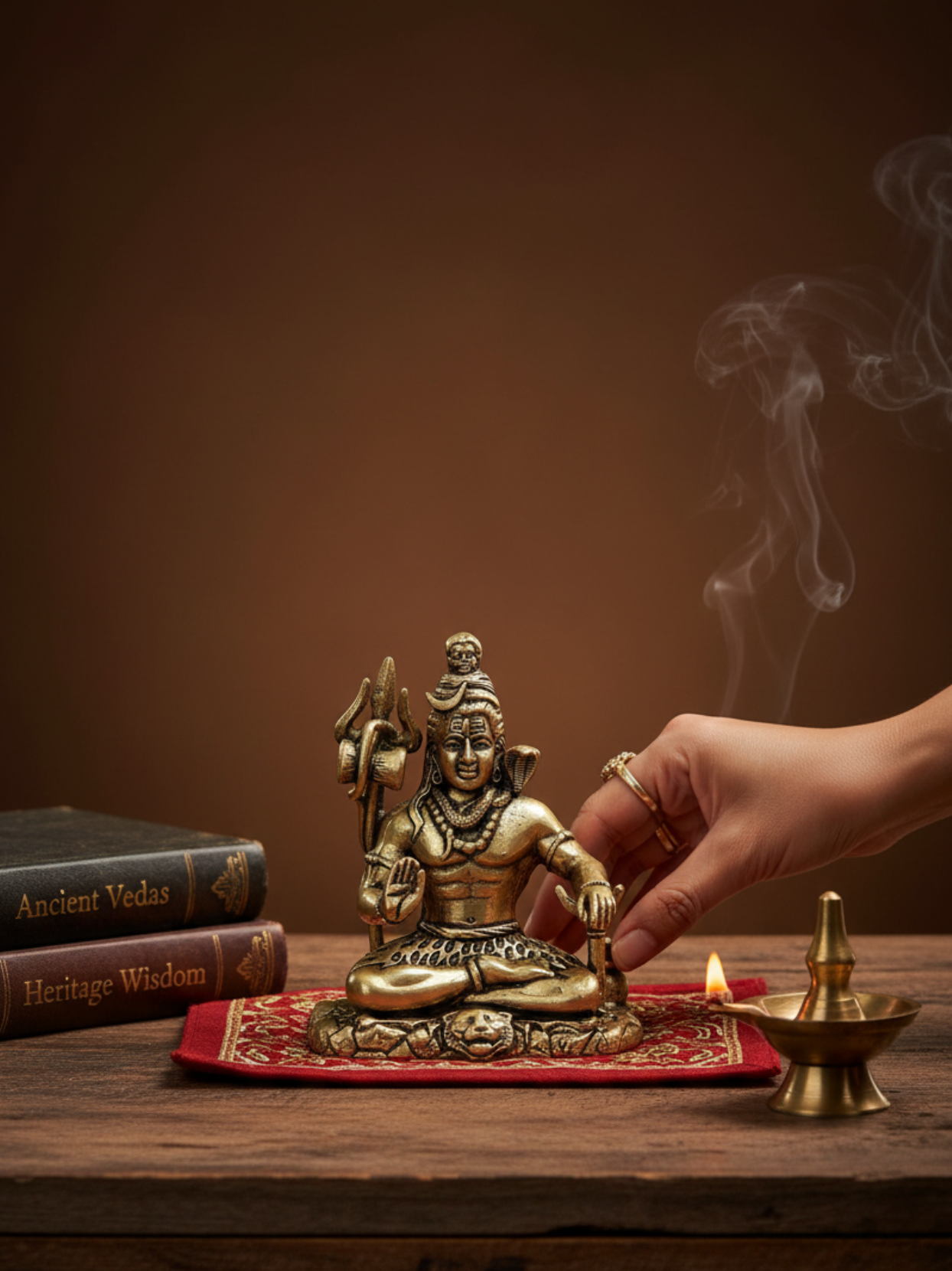 Mani Monk Brass Sitting Shiva Idol - 1.6 Inch - Meditating Lord Shiva Murti for Home, Office and Puja Room - ManiMonk