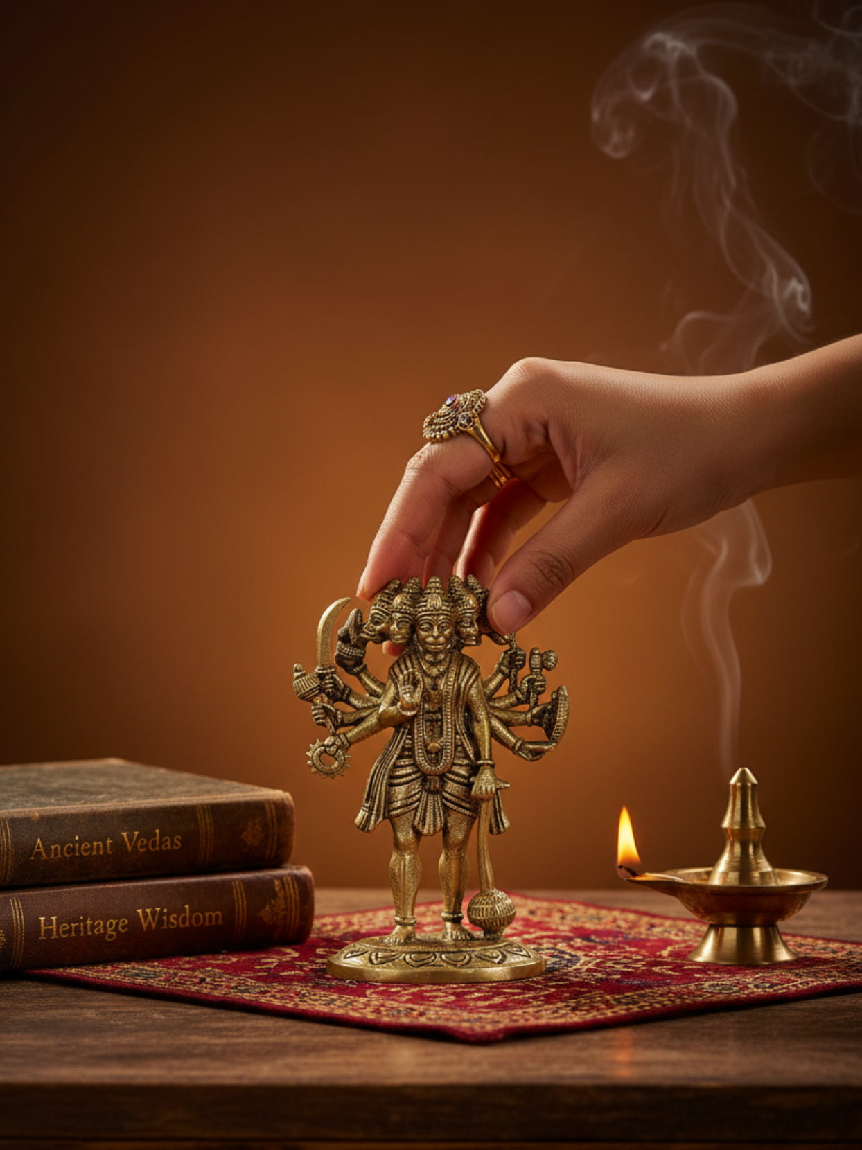 Mani Monk Brass Standing Panchmukhi Hanuman Idol - 1.5 Inch - Divine Protection Murti for Home, Office and Car Dashboard - ManiMonk