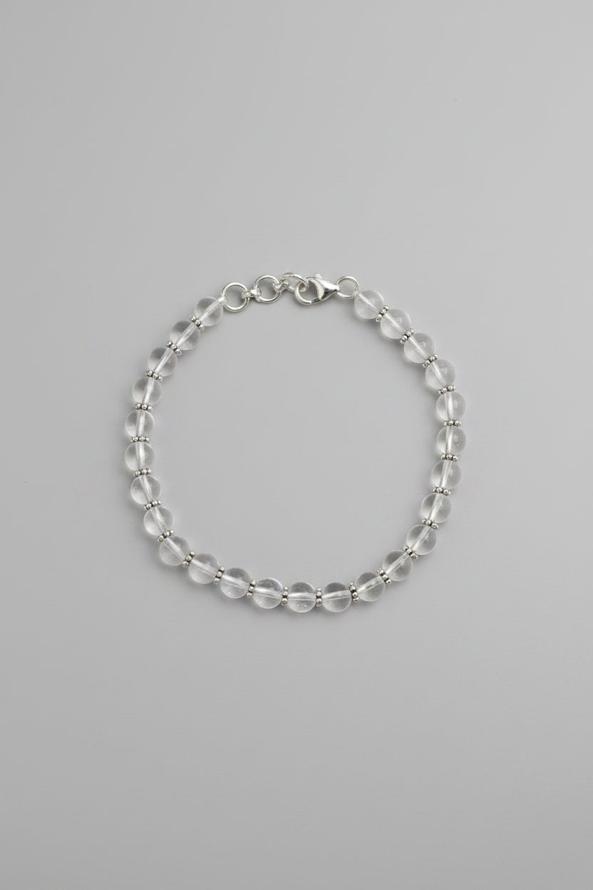 Mani Monk Chakra Round Sphatik Bracelet with Silver Chakri & Hook – 8 mm