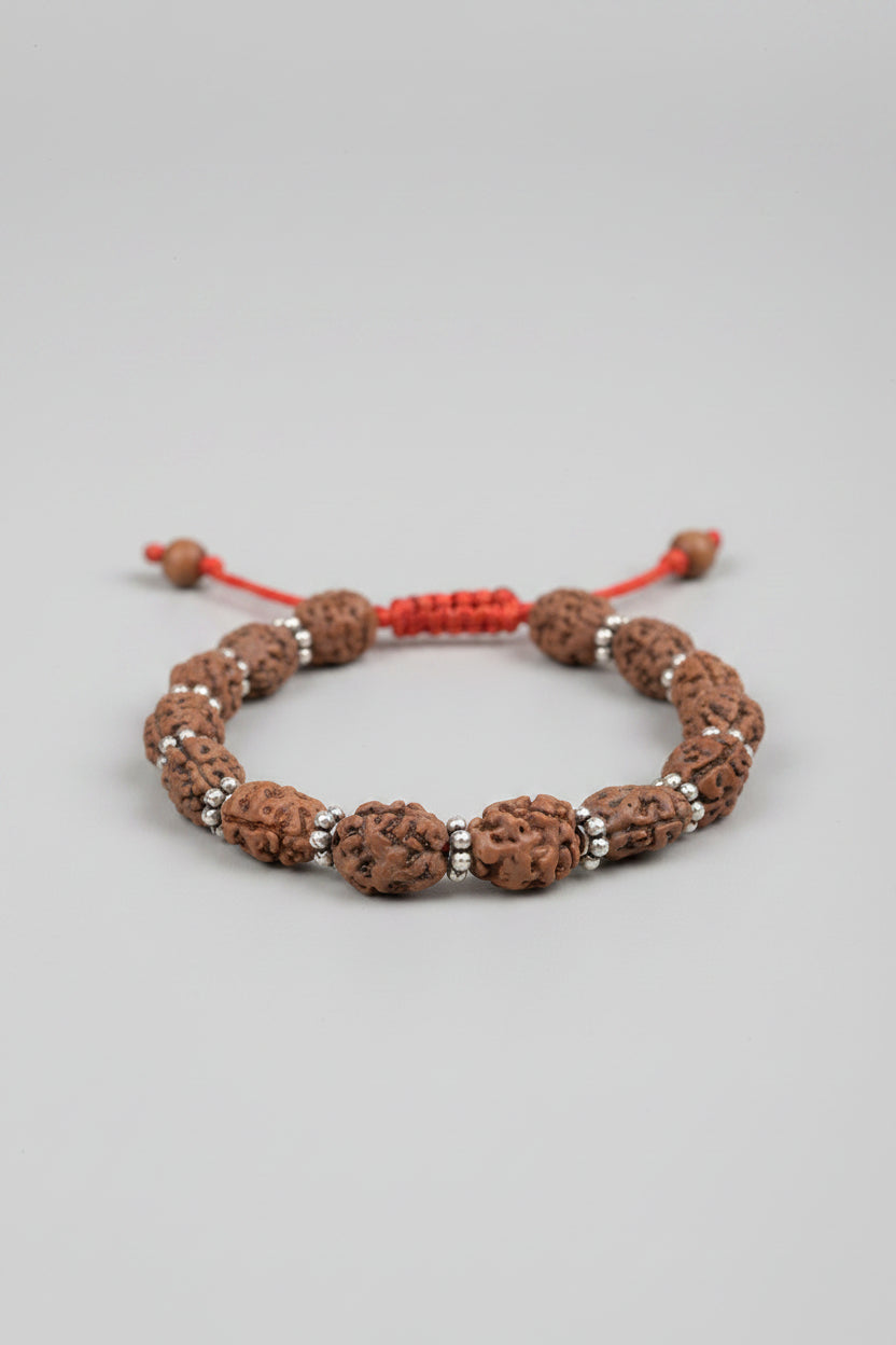 Mani Monk Elite 2 Mukhi Rudraksha Chakri Bracelet in 925 Silver
