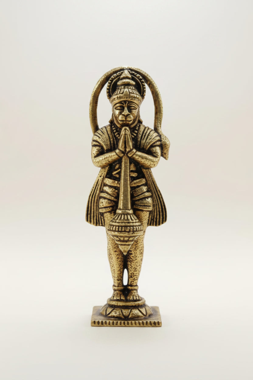 Mani Monk Brass Hanuman Praying Idol - 1.8 Inch - Devotion and Surrender to Lord Rama for Home and Puja Room