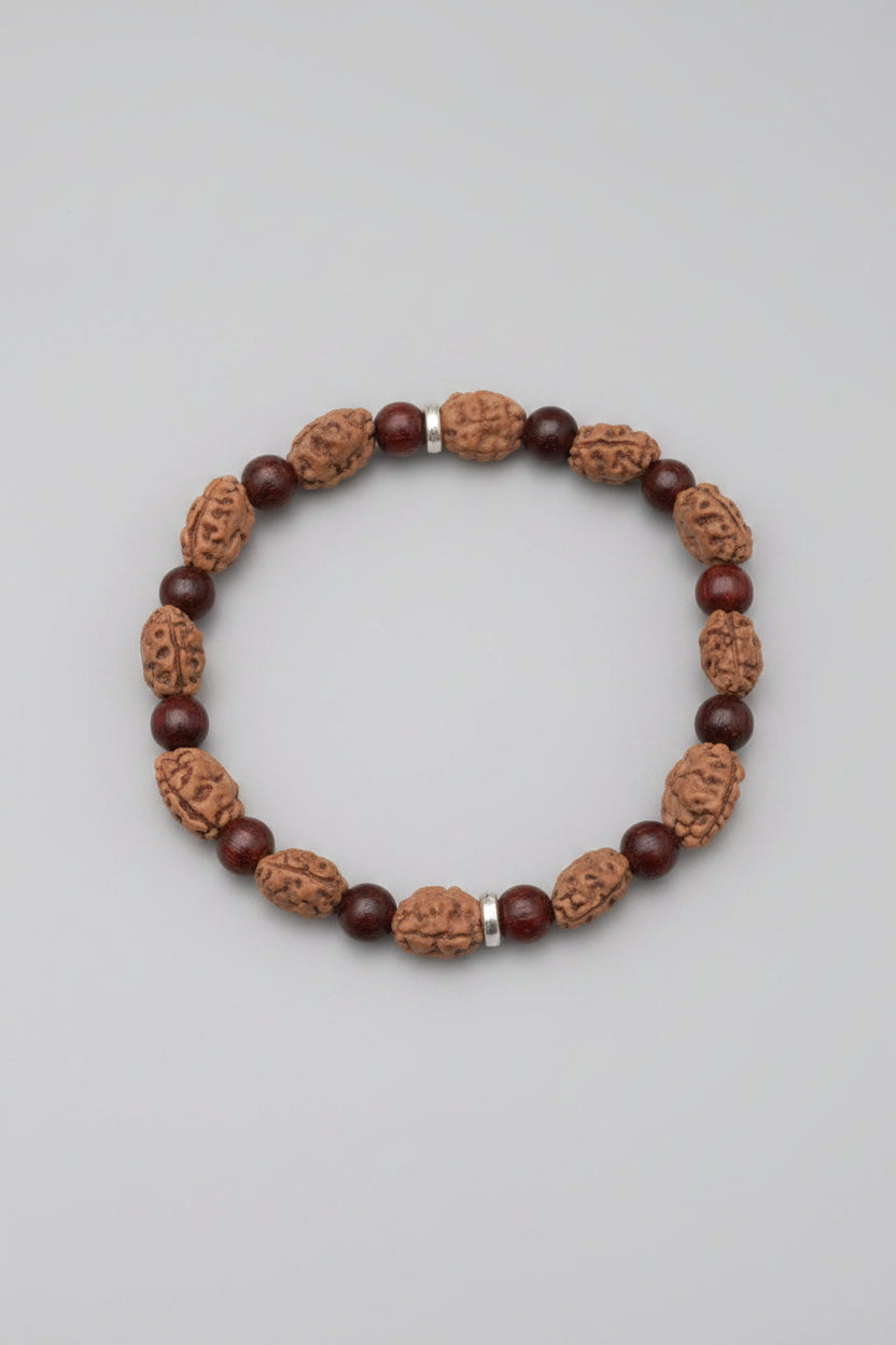 Mani Monk Harmony 2 Mukhi Rudraksha & Red Sandalwood Bracelet