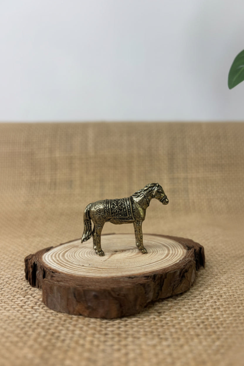 Mani Monk Brass Horse Idol - 1.2 Inch - Symbol of Speed, Power and Vastu Prosperity for Home and Office