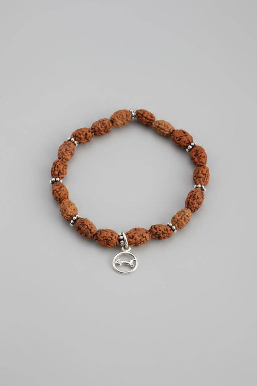 Mani Monk Java Moon Bracelet with Silver Chakri Elastic Design