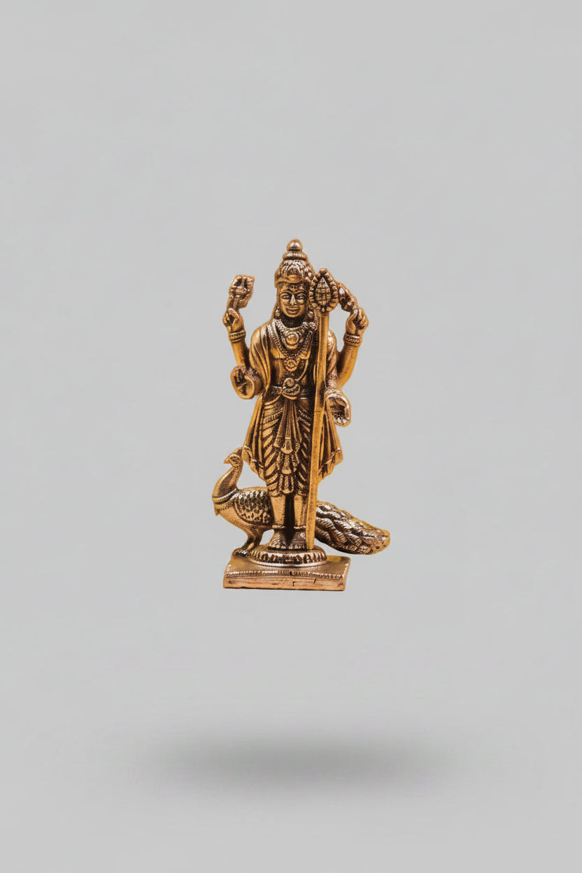 Mani Monk Brass Kartikeya Murugan Idol - 1.8 Inch - God of War and Victory for Home, Office and Puja Room