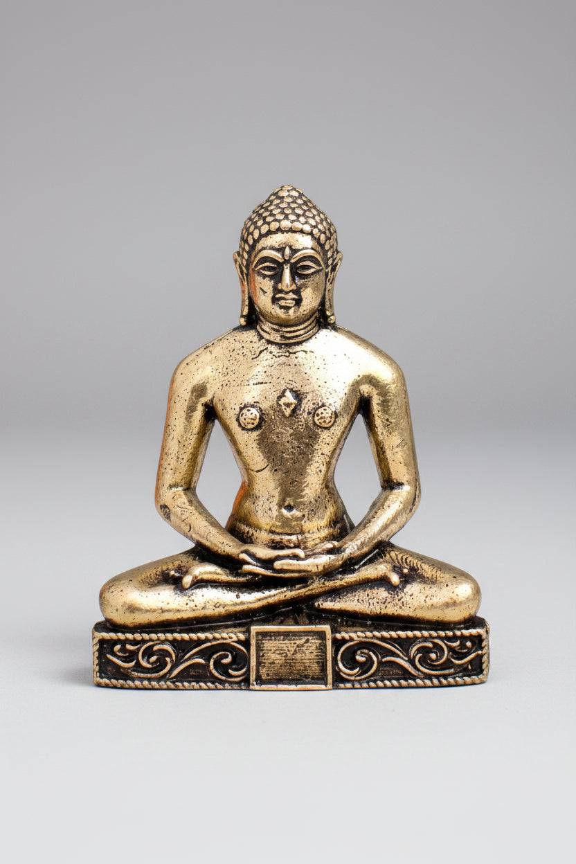 Mani Monk Brass Meditation Buddha Idol - 1.4 Inch - Peace and Mindfulness Decor for Home, Office and Meditation Space