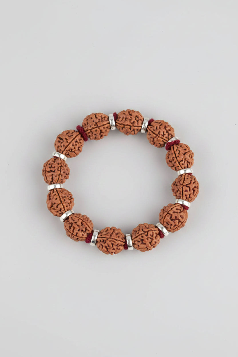 Mani Monk Moon Blessing 2 Mukhi Bracelet with Silver Caps