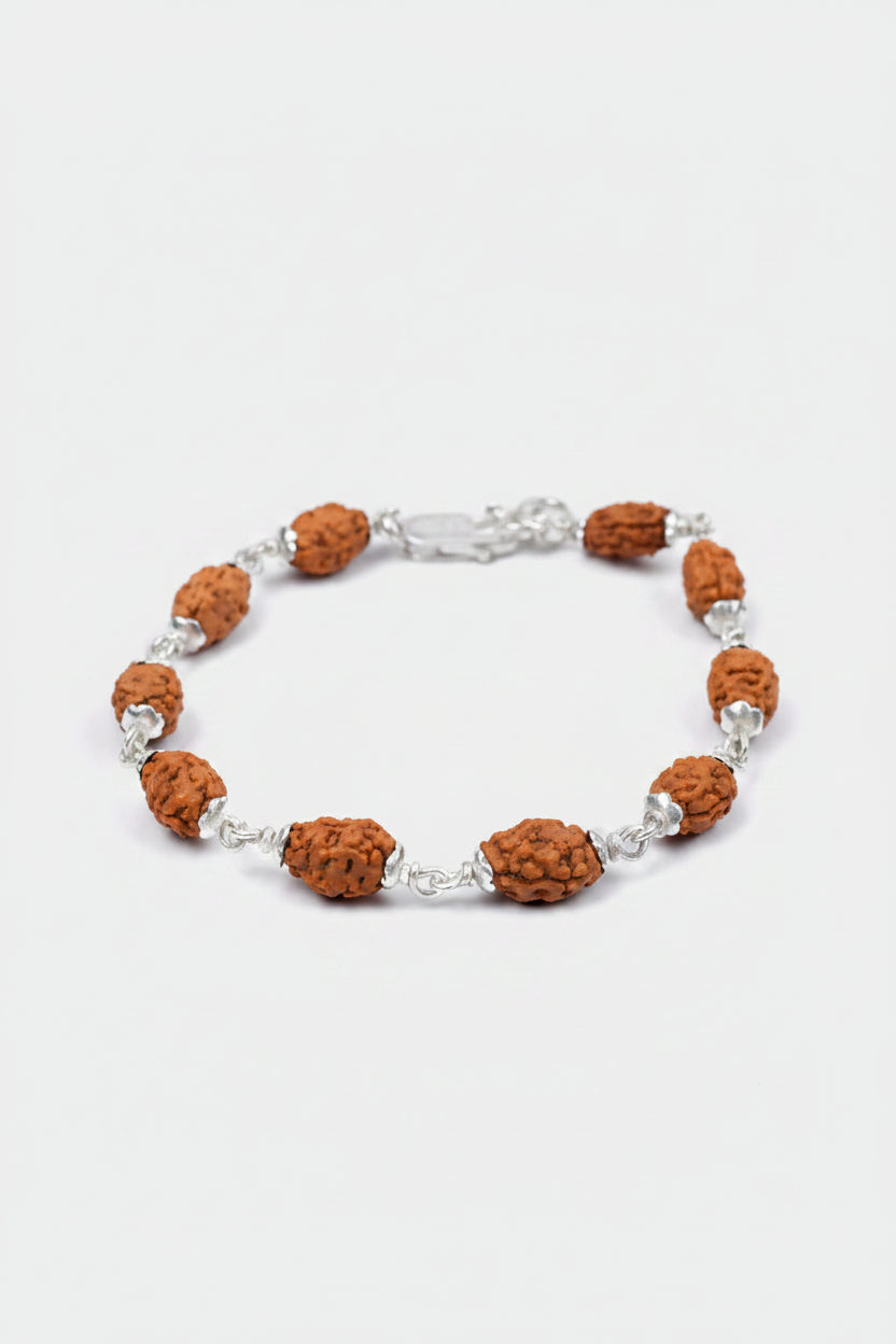Mani Monk Moon Java Bracelet with Silver Caps – 10 mm