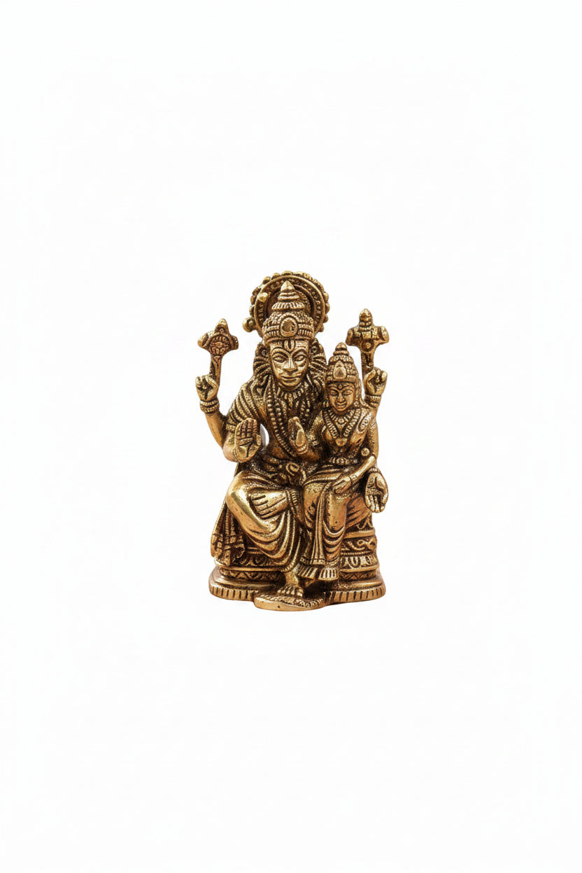 Mani Monk Brass Narasimha Lakshmi Blessings Idol - 1.5 Inch - Divine Protection and Prosperity for Home and Puja Room
