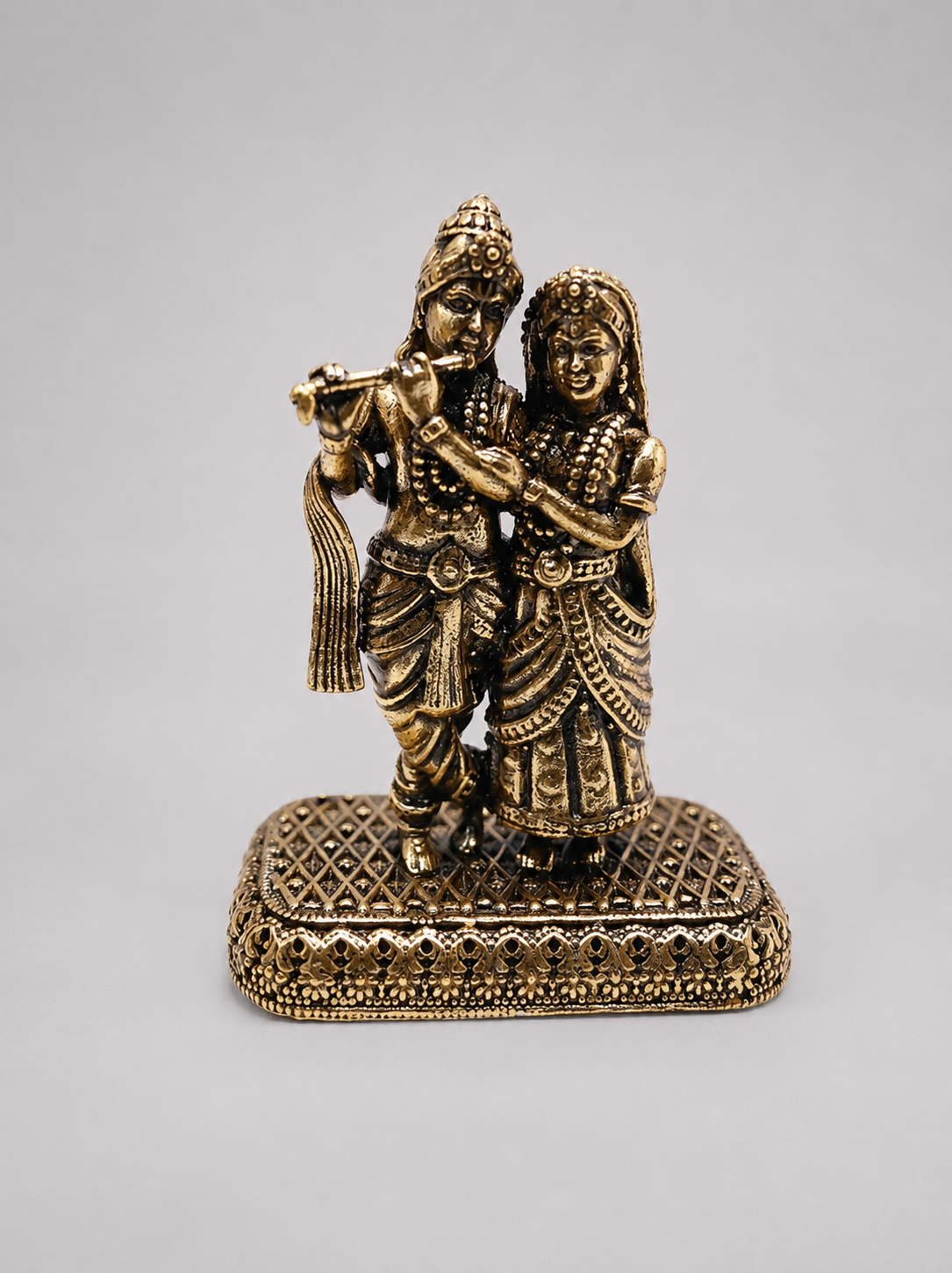 Mani Monk Brass Radhe Krishna Always Together Idol - Symbol of Divine Love and Devotion for Home and Puja Room