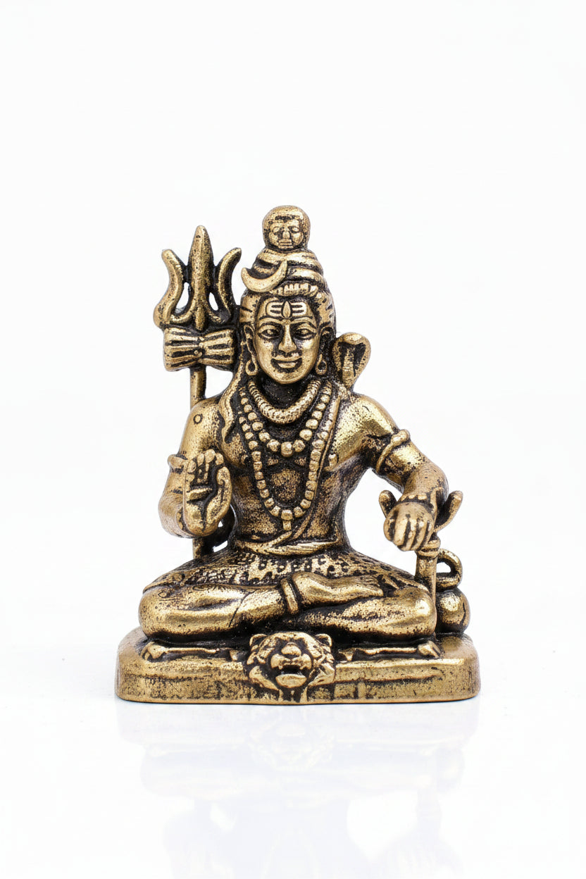 Mani Monk Brass Shiva Blessing Idol - 1.1 Inch - Divine Grace of Mahadeva for Home, Office and Puja Room
