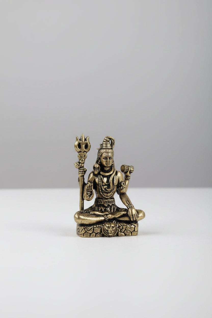 Mani Monk Brass Shiva Meditation Idol - 1.3 Inch - Supreme Consciousness and Inner Peace for Home and Puja Room