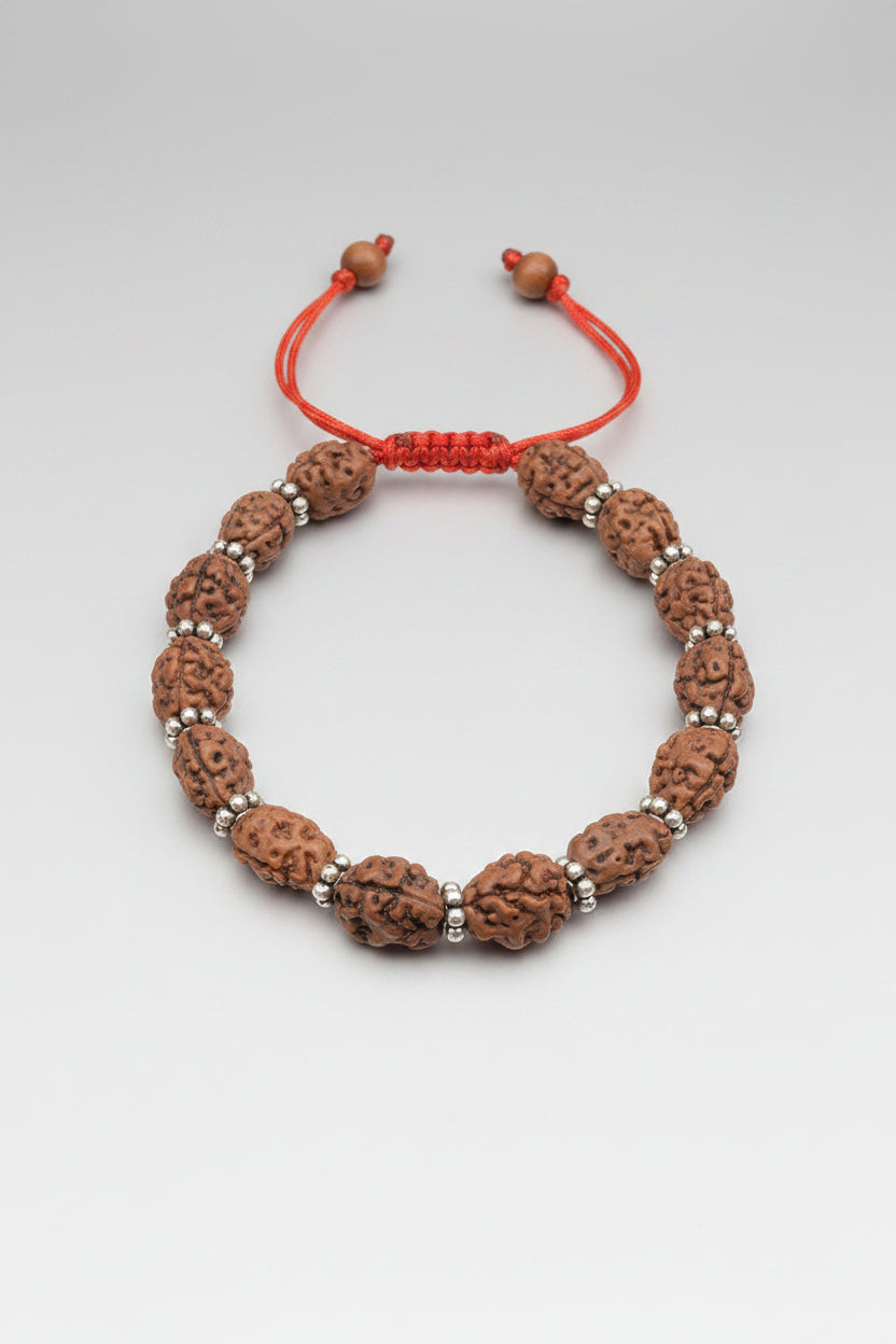 Mani Monk Spiritual 2 Mukhi Rudraksha Chakri Bracelet in German Silver