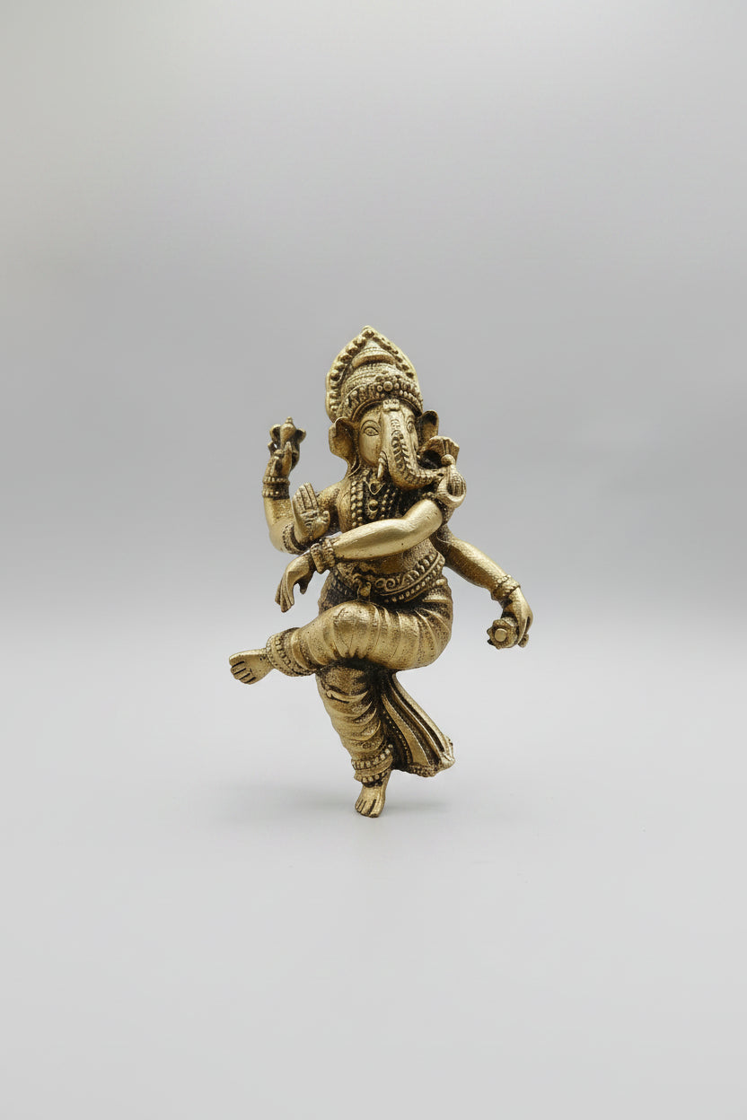 Mani Monk Brass Standing Ganesha Idol - 1.7 Inch - Spiritual Decor for Home, Office and Puja Room