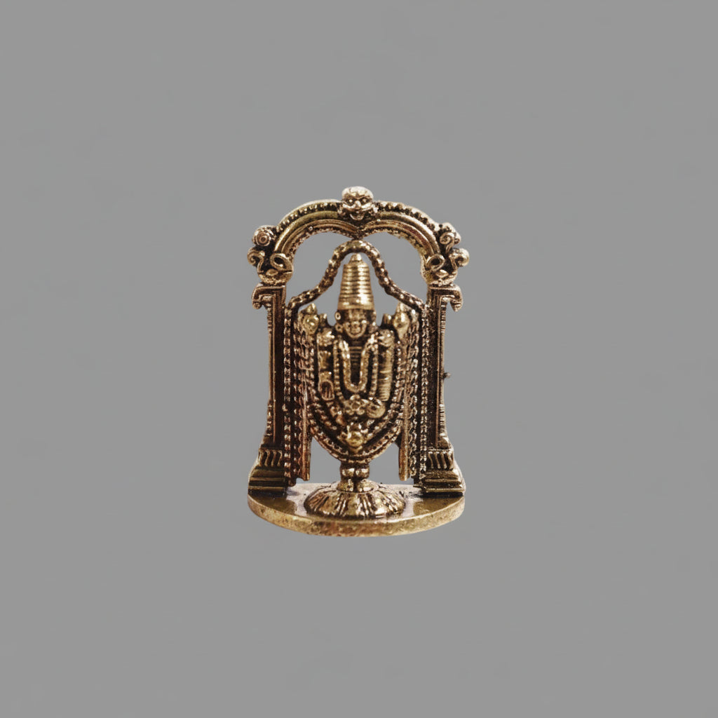 Mani Monk Brass Tirupati Balaji Wall Divine Idol - 1.8 Inch - Sacred Venkateswara Murti for Home and Puja Room