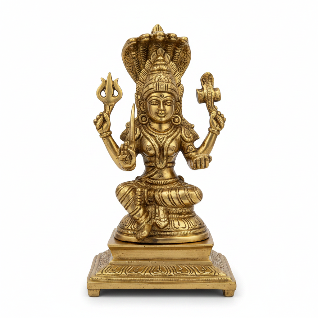 Mariamman Brass Idol 7.5 Inch Premium Handcrafted Statue for Home Temple