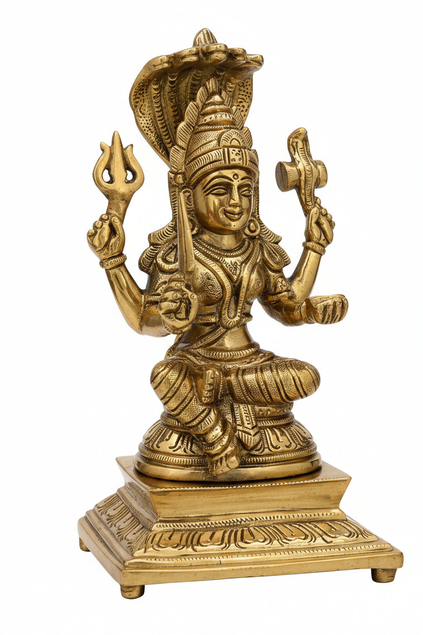 Mariamman Brass Idol 7.5 Inch Premium Handcrafted Statue for Home Temple - ManiMonk