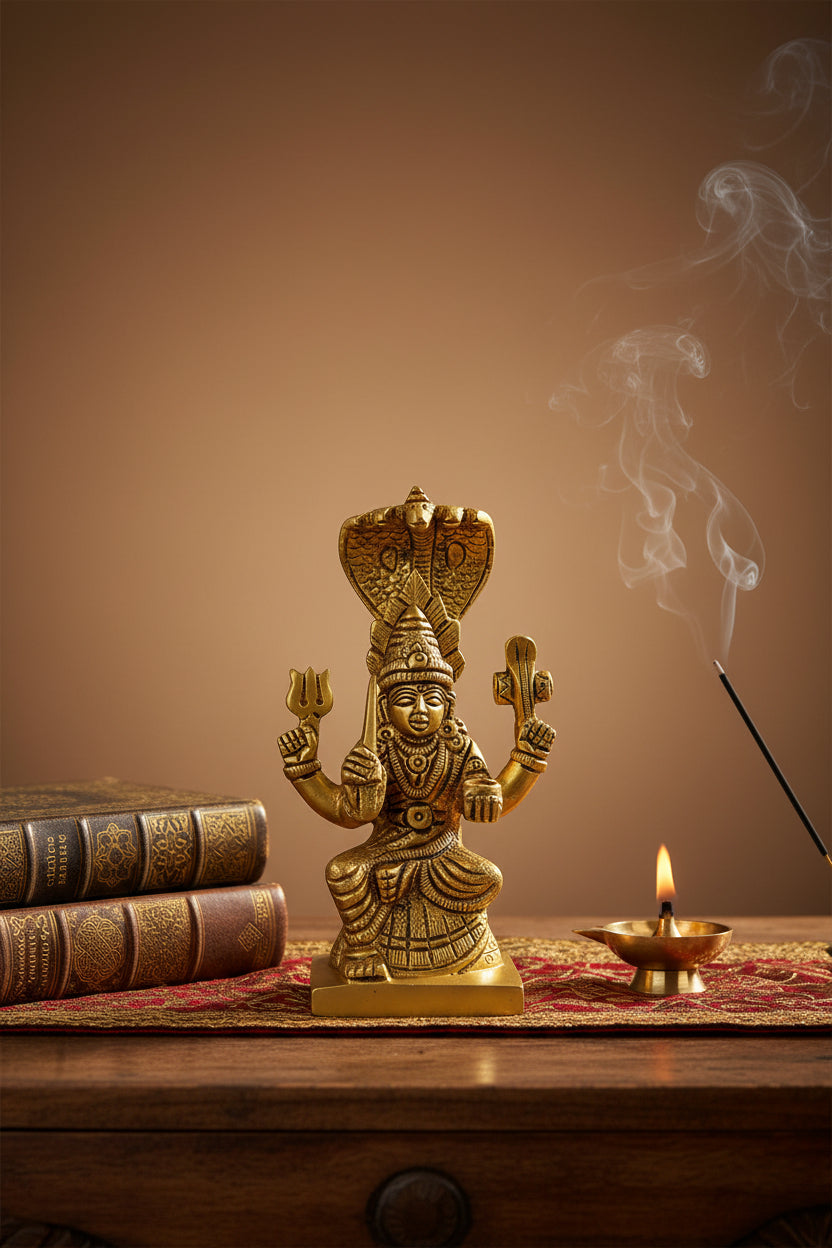Mariyamman Brass Murti Handcrafted Idol 4.3 Inch for Home Temple and Puja
