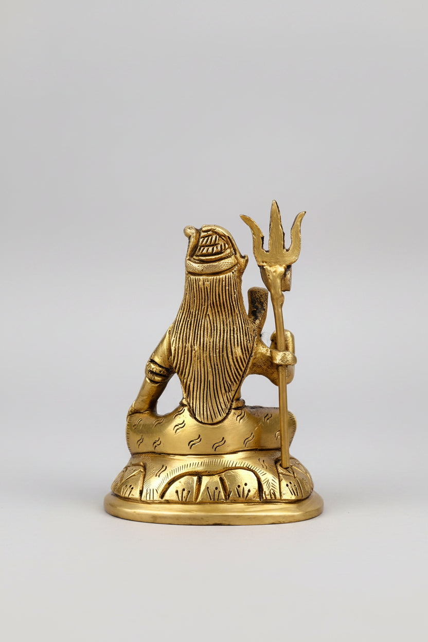 Meditating Shiva Brass Idol | Sacred Sitting Pose Handcrafted Murti