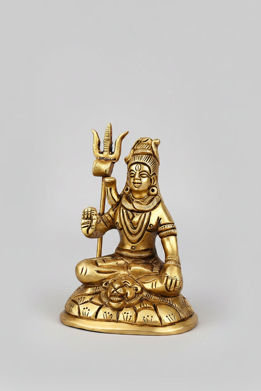 Meditating Shiva Brass Idol | Sacred Sitting Pose Handcrafted Murti