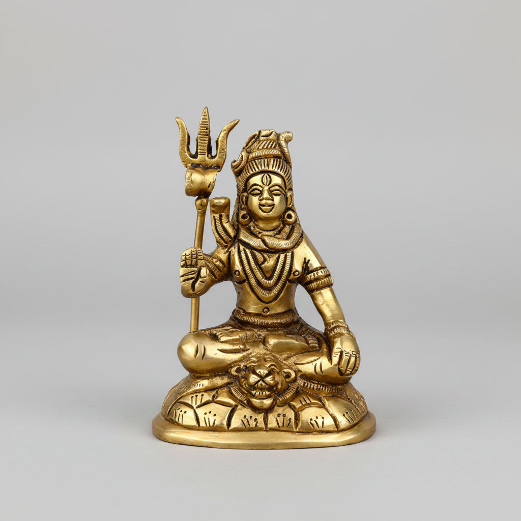 Meditating Shiva Brass Idol | Sacred Sitting Pose Handcrafted Murti