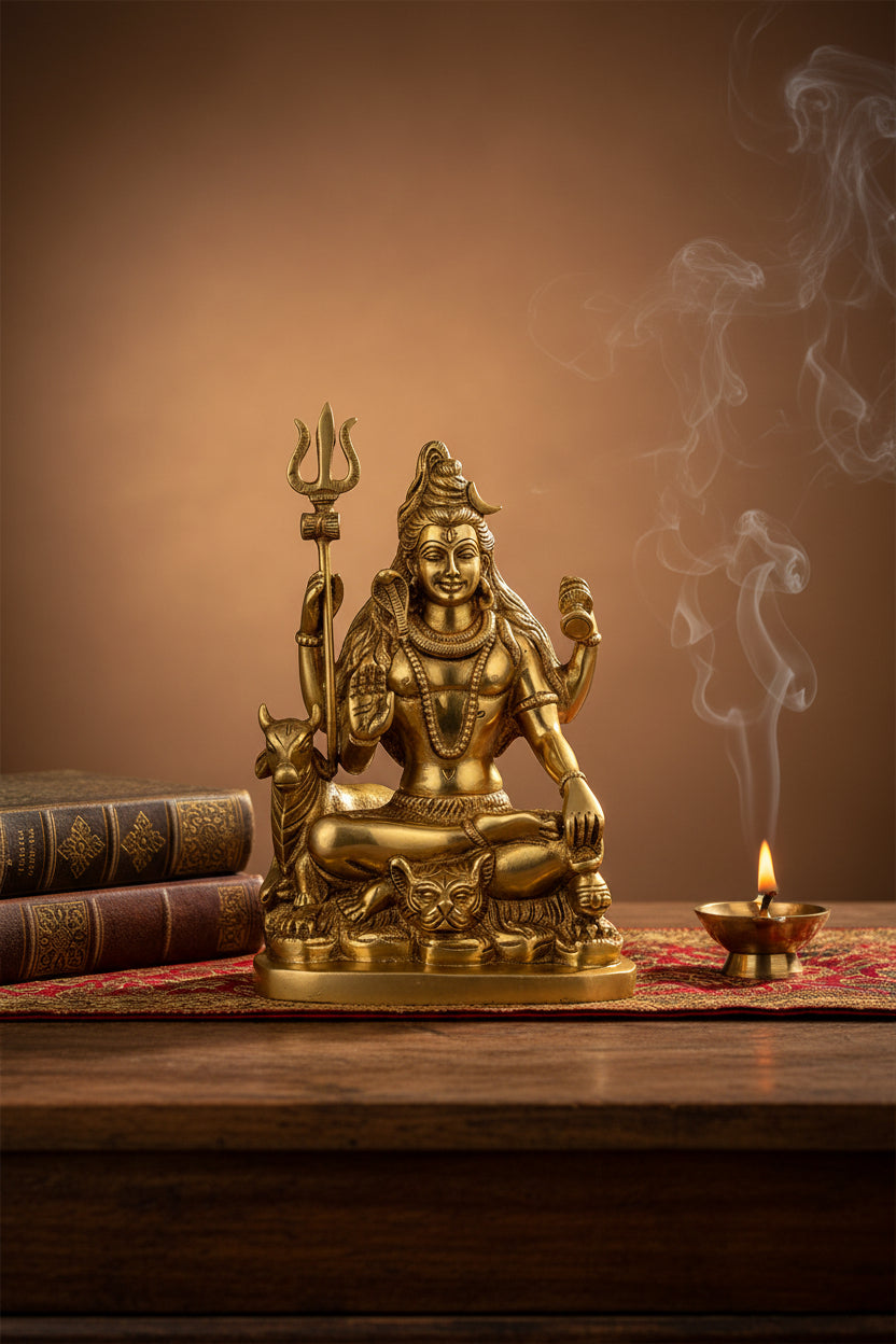 Meditating Shiva Brass Murti - ManiMonk