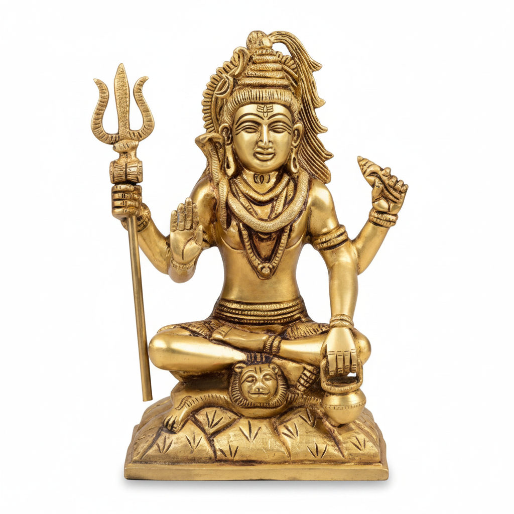 Meditating Shiva Brass Statue Handcrafted Pure Brass Large Lord Shiva Dhyana Murti for Home Mandir