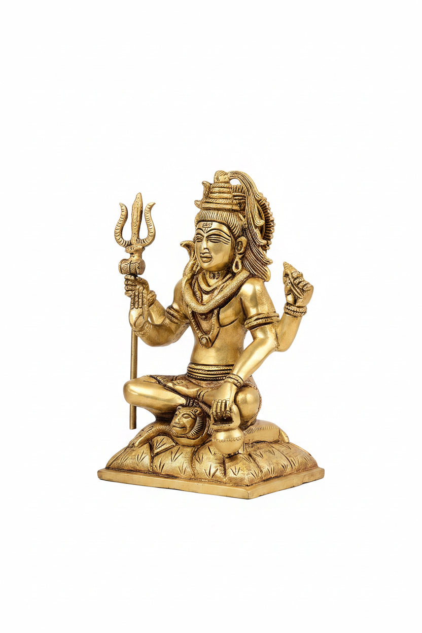 Meditating Shiva Brass Statue Handcrafted Pure Brass Large Lord Shiva Dhyana Murti for Home Mandir