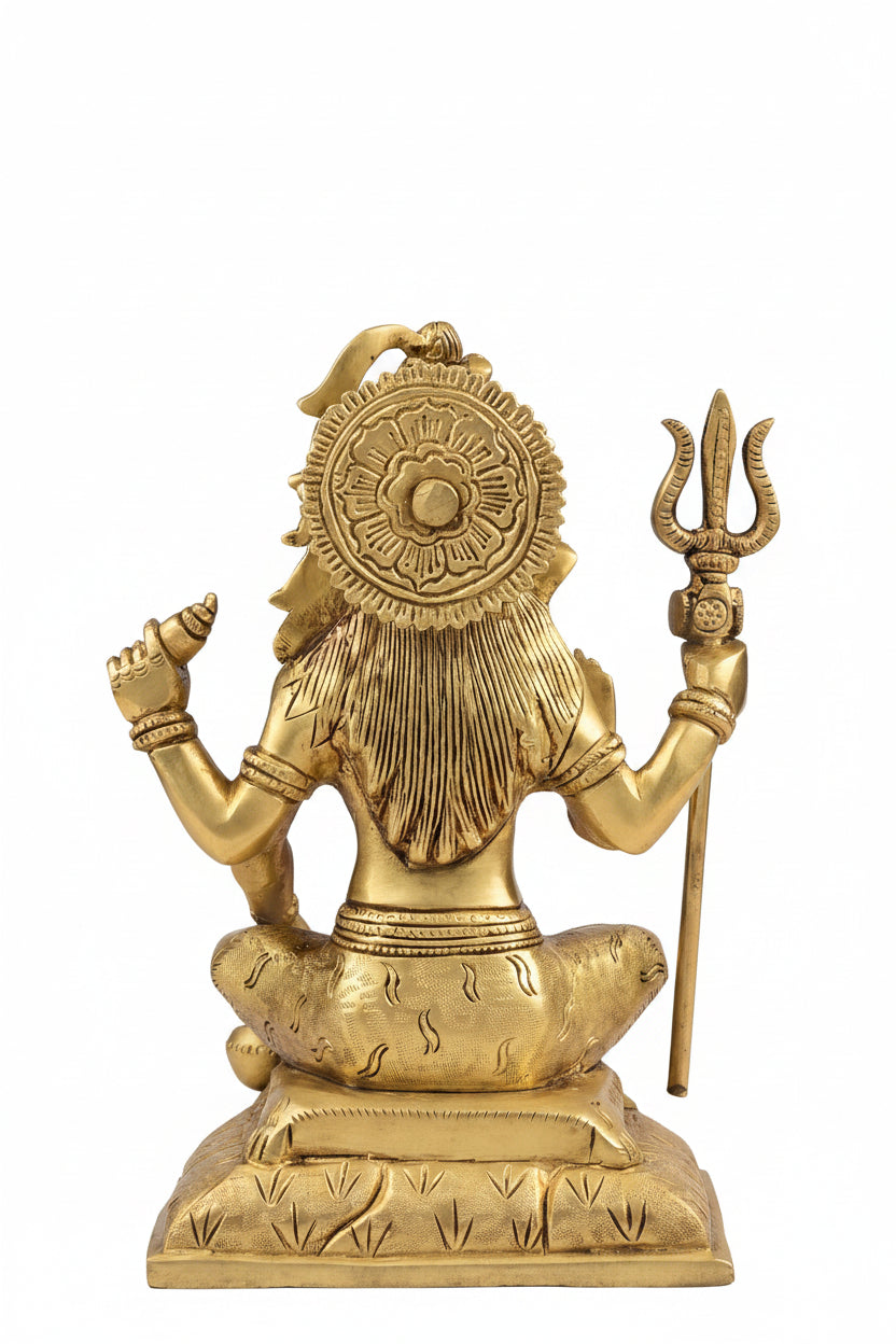 Meditating Shiva Brass Statue Handcrafted Pure Brass Large Lord Shiva Dhyana Murti for Home Mandir